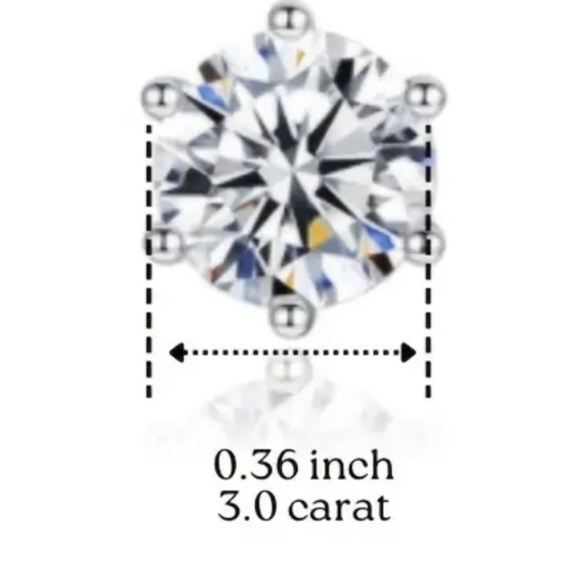 3cwt Certified vvs1 D .36" Round Brilliant moissonite diamond studs - Picture 3 of 12